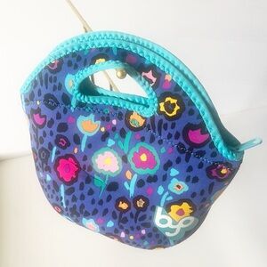 Purple Leopard Print & Floral Insulated Neoprene Rambler Lunch Bag - Y2K Vibes